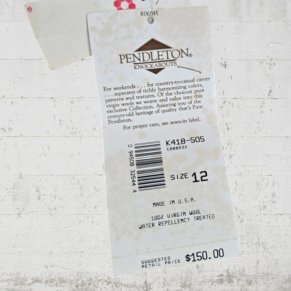 80s Vintage Pendleton Black Watch Green Navy Plaid Wool Deadstock Blazer Size 12 - Picture 5 of 9